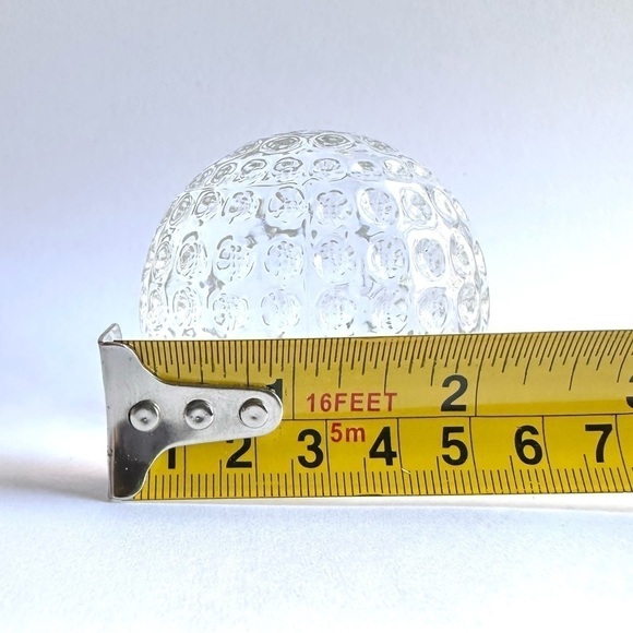 Glass Golf Ball Paperweight 2" Clear Crystal Polished Bottom Golfball Office - Picture 6 of 8